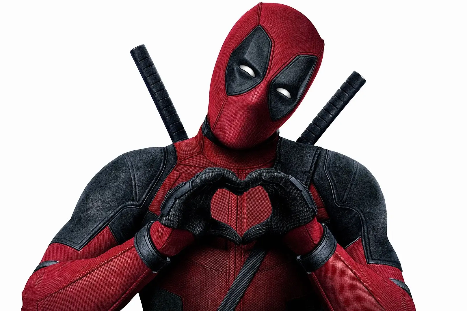 Masked character making a heart shape with their hands