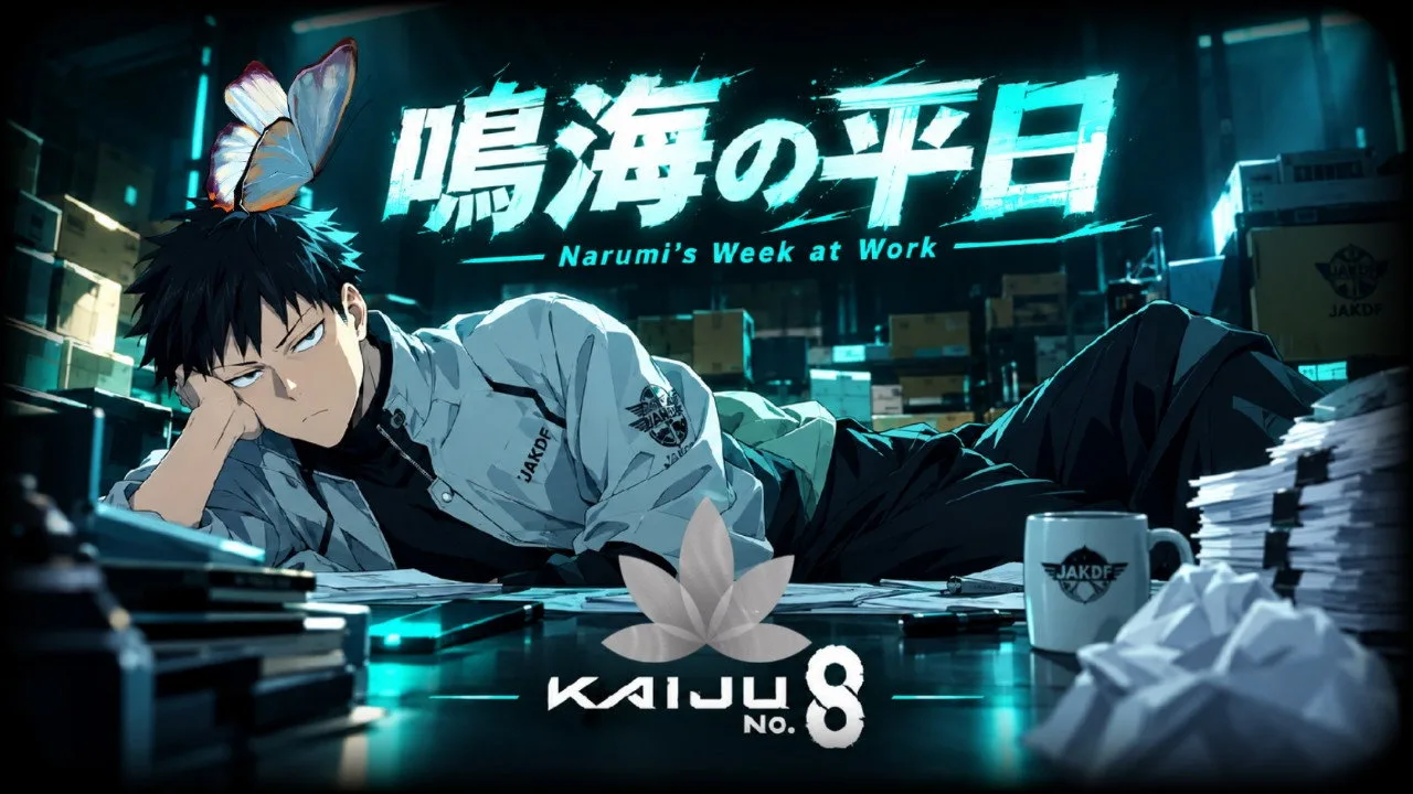 Scene from Kaiju No. 8 Original Short Anime "Narumi's Week at Work"
